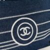 Small-sized New Arrival CHANEL Navy Blue Striped Denim Beach Tote