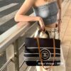 Large New Arrival CHANEL Navy Striped Denim Beach Tote Bag