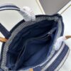 Small-sized New Arrival CHANEL Navy Blue Striped Denim Beach Tote Bag