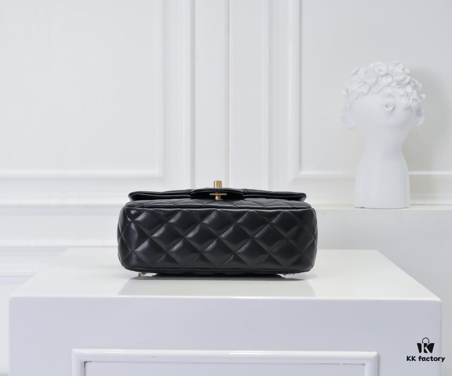 Large Khaki Chanel CF Mini Metal Flap Bag 9021 - Trending Global Hit with Decorative Gold Ball on Chain