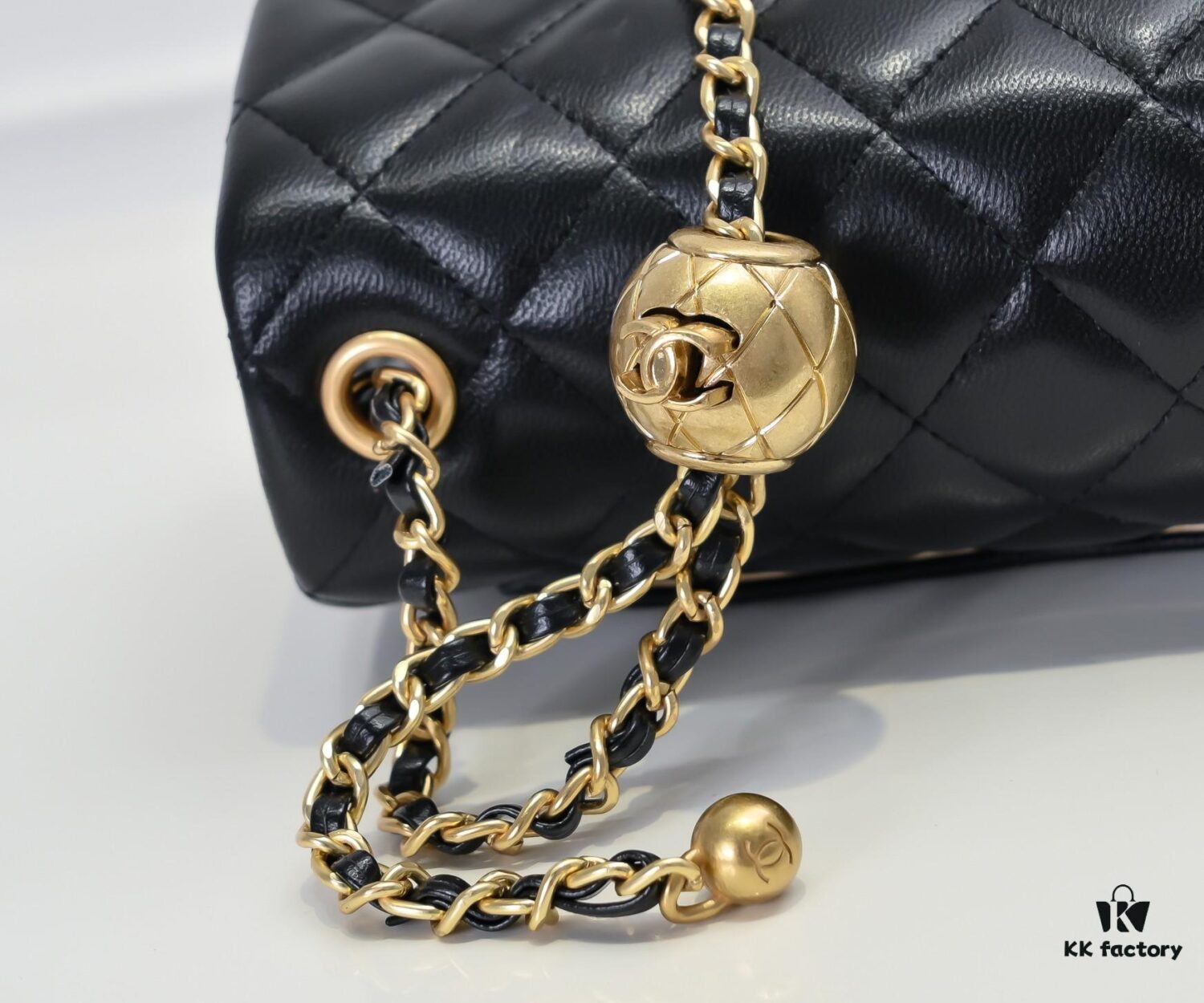 Large Khaki Chanel CF Mini Metal Flap Bag 9021 - Trending Global Hit with Decorative Gold Ball on Chain