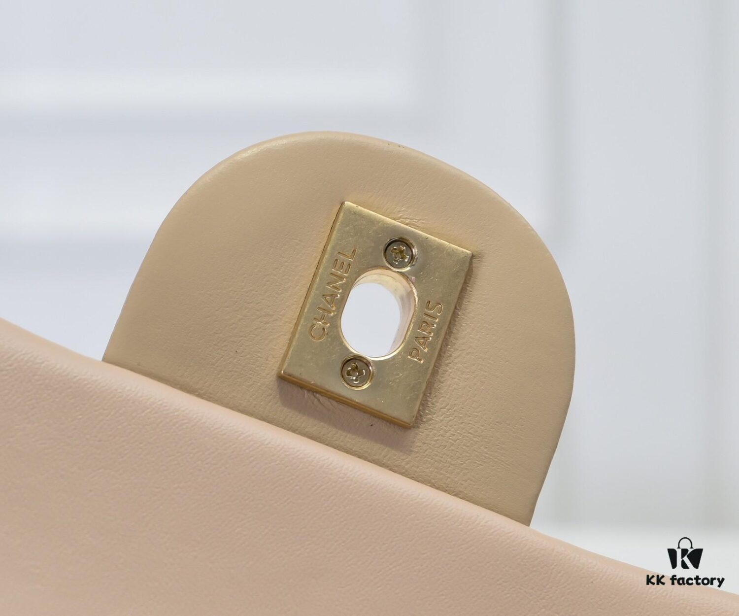 Large Beige Chanel CF Mini Metal Flap Bag - Bestseller with Decorative Gold Ball on Chain