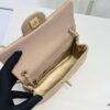 Large Beige Chanel CF Mini Metal Flap Bag - Bestseller with Decorative Gold Ball on Chain