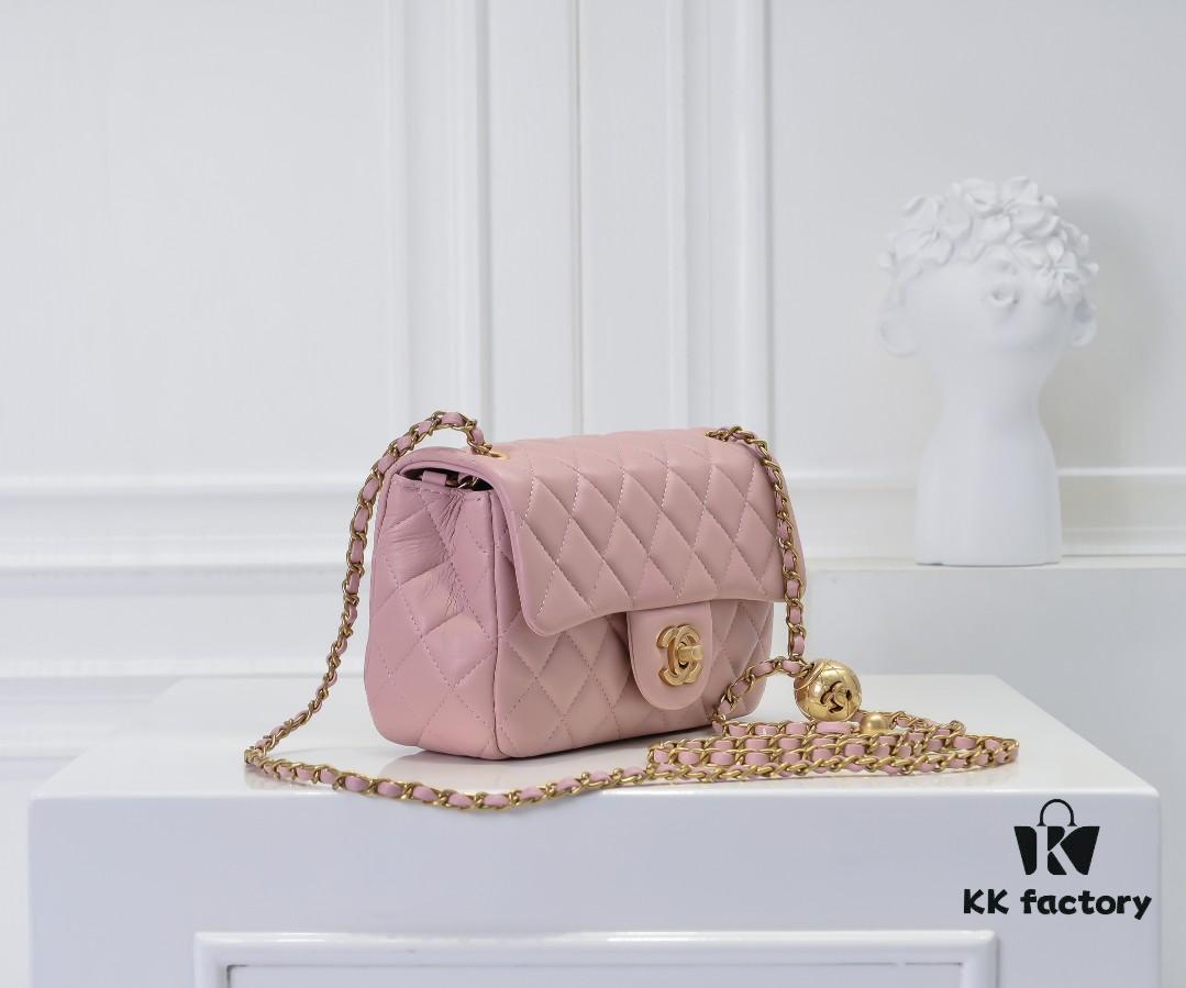 Large Pink Chanel CF Mini Metal Flap Bag Hot Selling Global Item with Small Golden Ball Accent