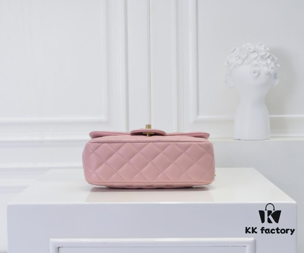 Large Pink Chanel CF Mini Metal Flap Bag Hot Selling Global Item with Small Golden Ball Accent
