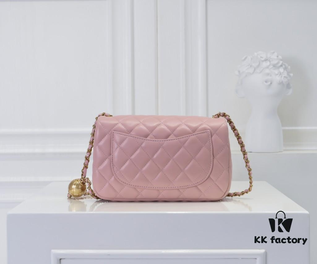 Large Pink Chanel CF Mini Metal Flap Bag Hot Selling Global Item with Small Golden Ball Accent