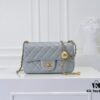 Large Gray Goat Chanel CF Mini Flap Bag with Metal Chain and Small Gold Ball Accent