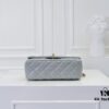 Large Gray Goat Chanel CF Mini Flap Bag with Metal Chain and Small Gold Ball Accent