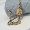 Large Gray Goat Chanel CF Mini Flap Bag with Metal Chain and Small Gold Ball Accent