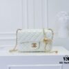 Large White Chanel CF Mini Chain Bag with Small Golden Ball Accent