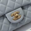 Large Gray Goat Chanel CF Mini Flap Bag with Metal Chain and Small Gold Ball Accent