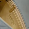 Large Gray Goat Chanel CF Mini Flap Bag with Metal Chain and Small Gold Ball Accent
