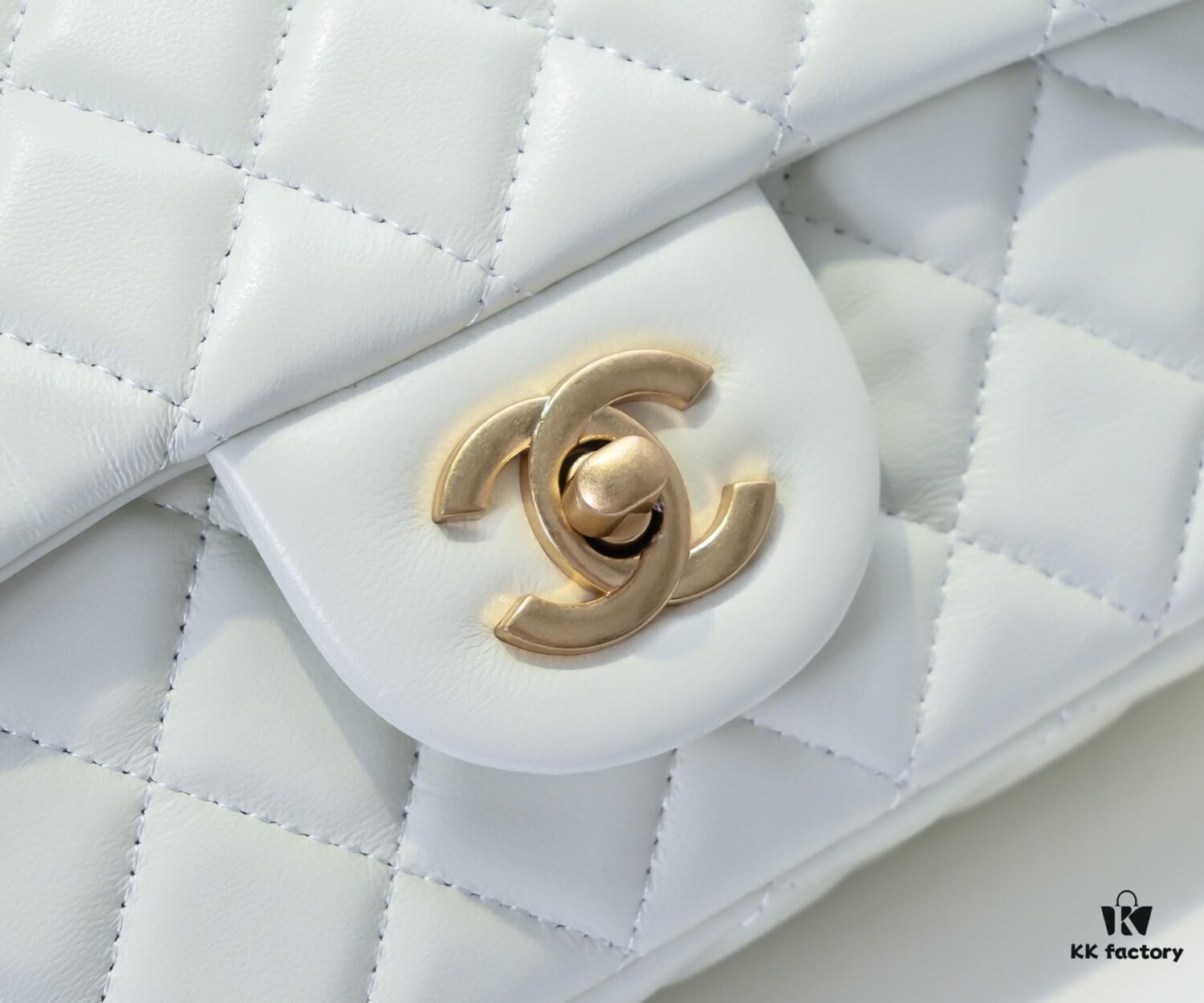 Large White Chanel CF Mini Chain Bag with Small Golden Ball Accent