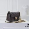 Large Chocolate Brown Chanel CF Mini Metal Flap Bag with Small Golden Ball Accent
