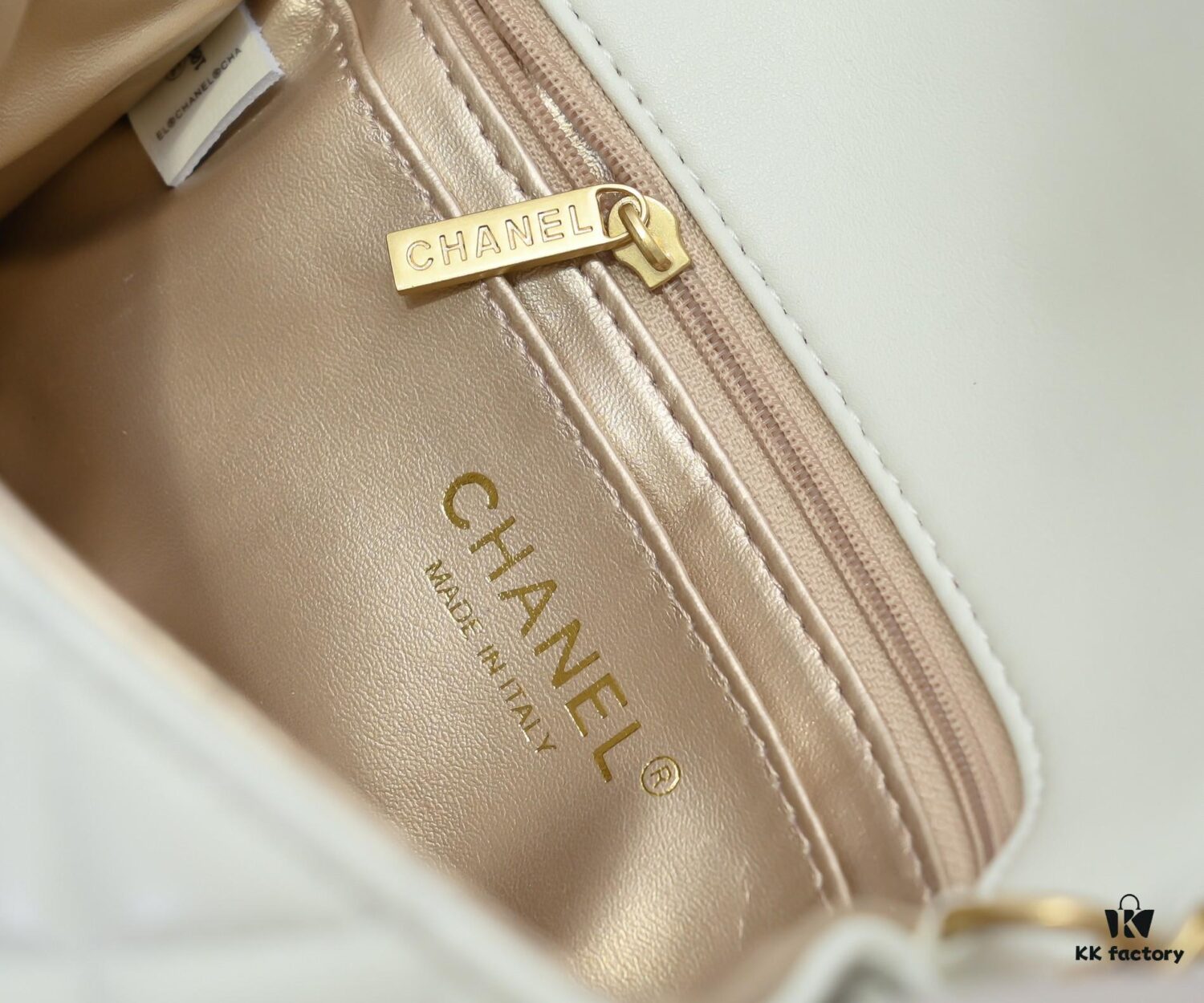 Large White Chanel CF Mini Chain Bag with Small Golden Ball Accent