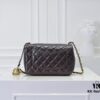 Large Chocolate Brown Chanel CF Mini Metal Flap Bag with Small Golden Ball Accent