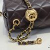 Large Chocolate Brown Chanel CF Mini Metal Flap Bag with Small Golden Ball Accent