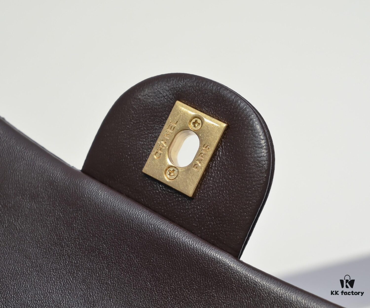 Large Chocolate Brown Chanel CF Mini Metal Flap Bag with Small Golden Ball Accent