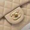 Large Beige Chanel CF Mini Metal Flap Bag - Bestseller with Decorative Gold Ball on Chain
