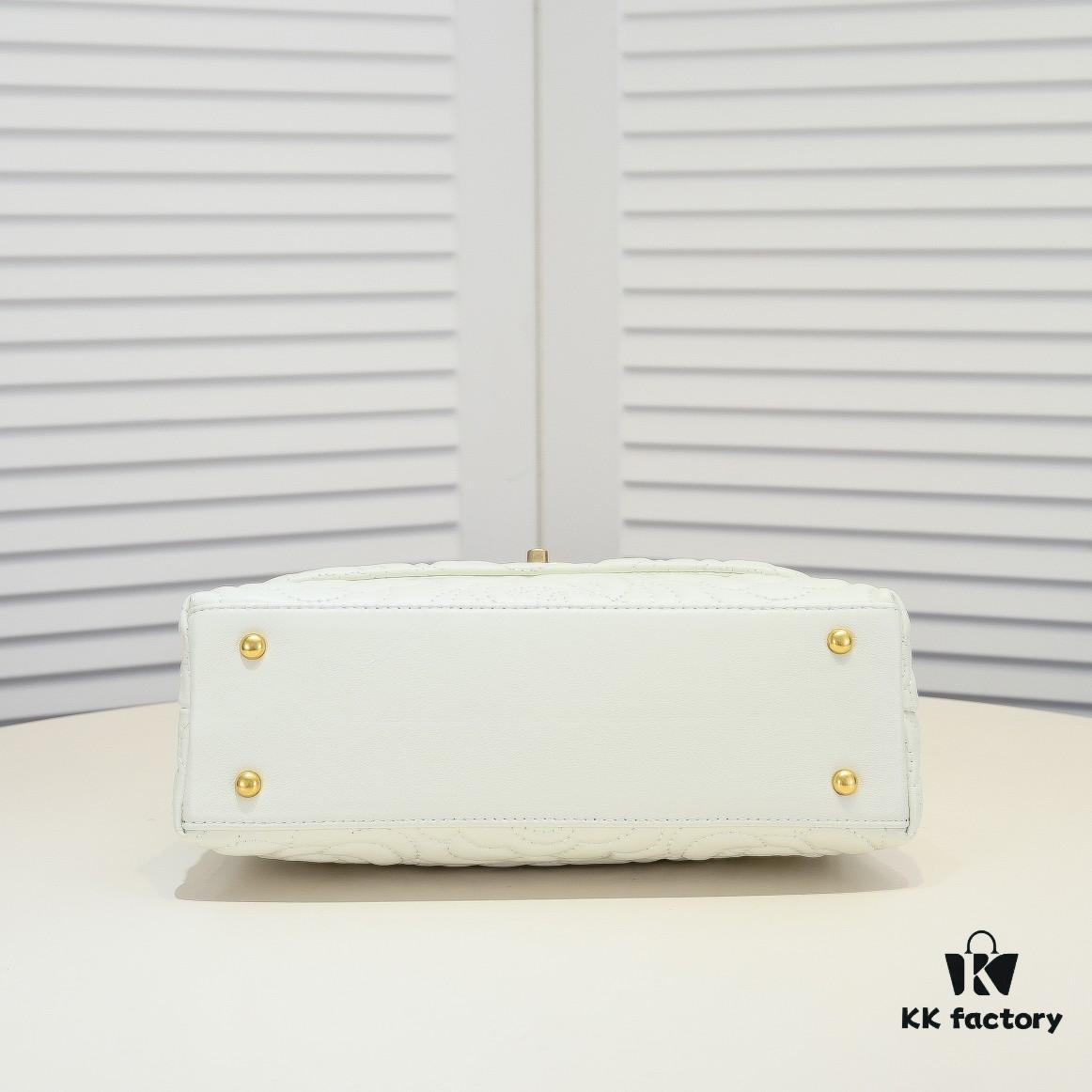 Chanel Unique Design Flap Bag with Chain Strap, Dual Carry (Shoulder & Handheld), Camellia Pattern, Premium Imported Lambskin, Upgraded Full Gold-Plated Hardware