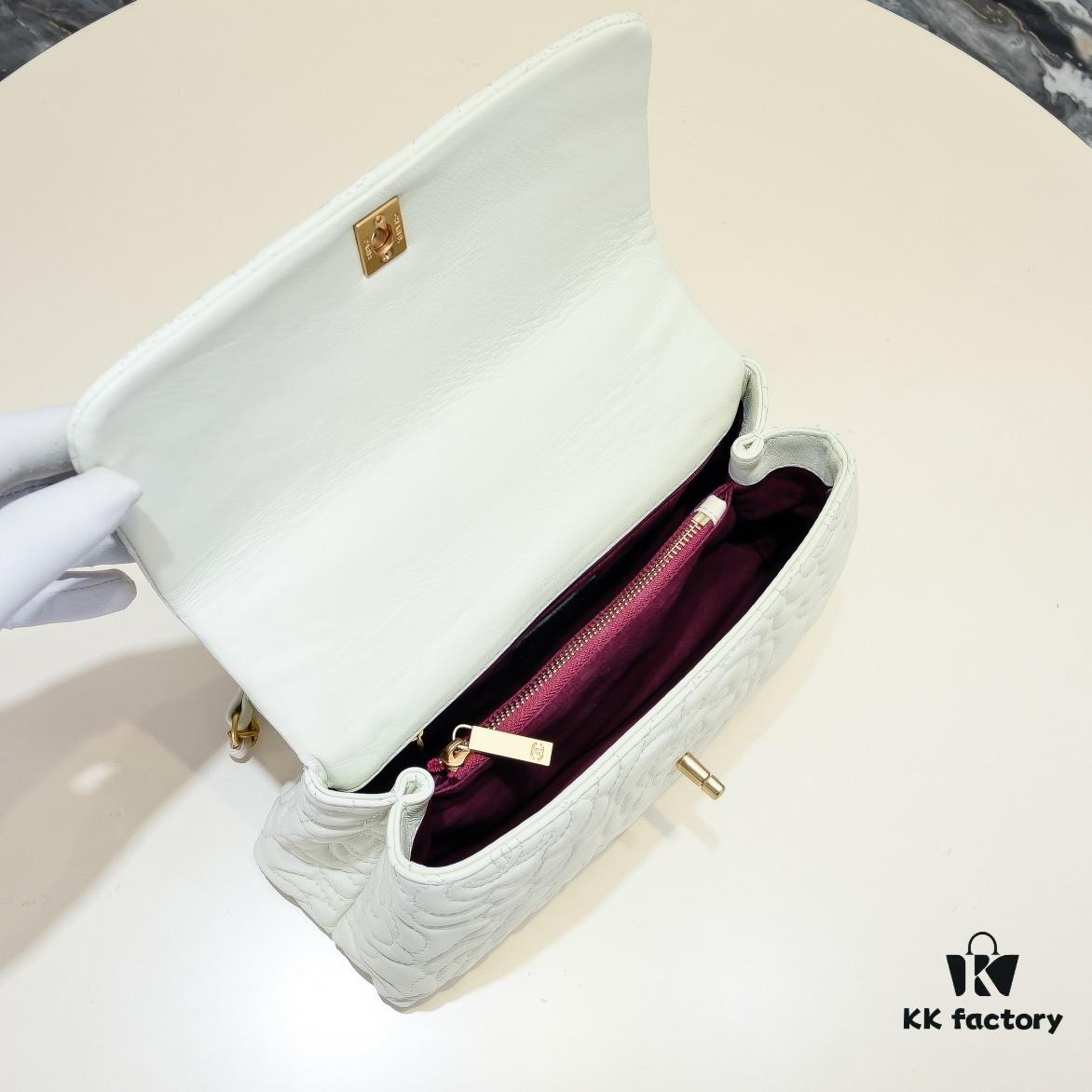 Chanel Unique Design Flap Bag with Chain Strap, Dual Carry (Shoulder & Handheld), Camellia Pattern, Premium Imported Lambskin, Upgraded Full Gold-Plated Hardware