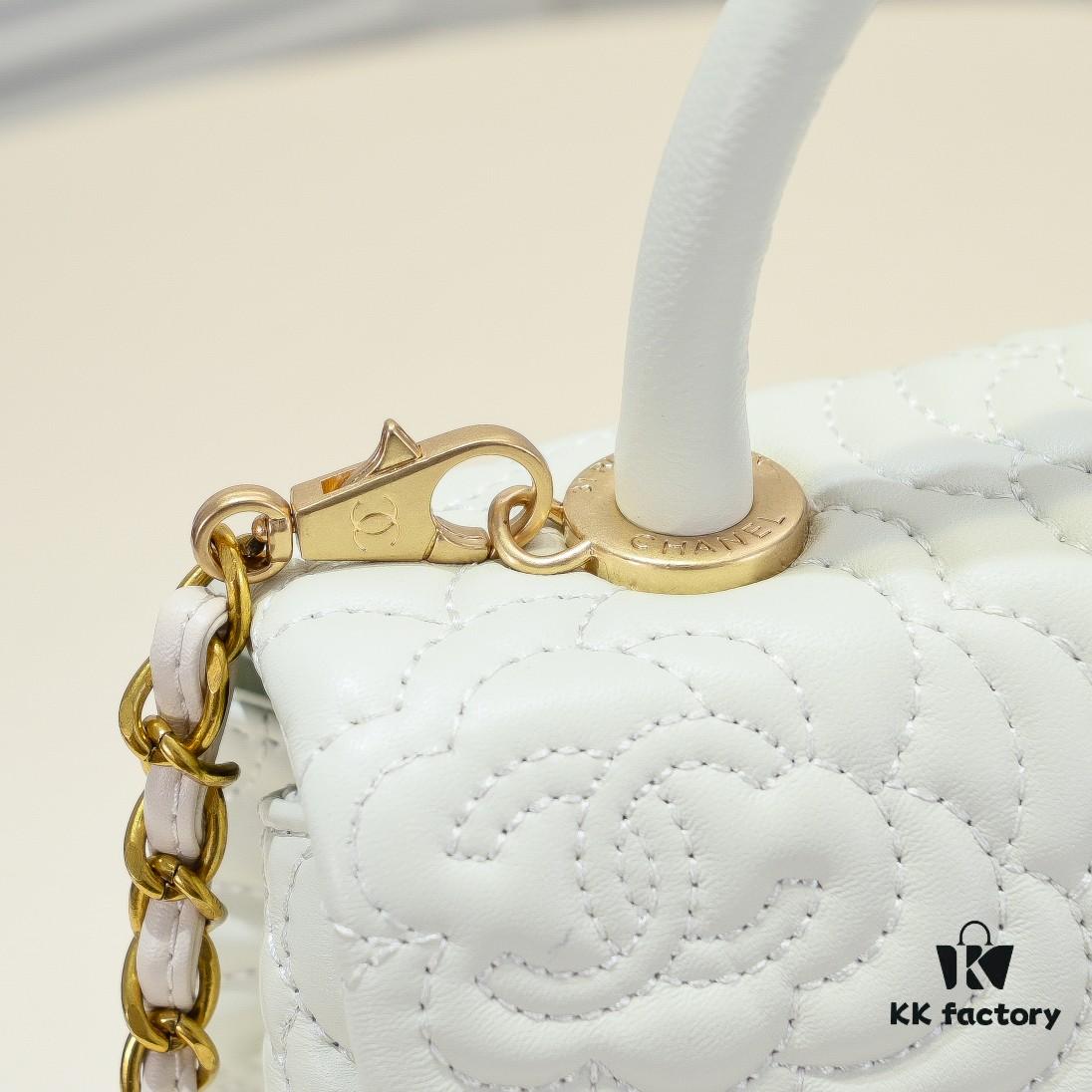 Chanel Unique Design Flap Bag with Chain Strap, Dual Carry (Shoulder & Handheld), Camellia Pattern, Premium Imported Lambskin, Upgraded Full Gold-Plated Hardware