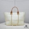 Chanel Tote Bag Spring and Summer Resort Style Canvas Beach Bag with Chain Stripes