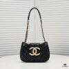 Chanel 24C Retro Large LOGO Hobo Bag in Black Lambskin