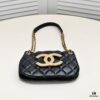 Chanel 24C Retro Large Logo Hobo Shoulder Bag in Black Lambskin
