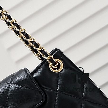 Chanel 24C Retro Large Logo Hobo Shoulder Bag in Black Lambskin