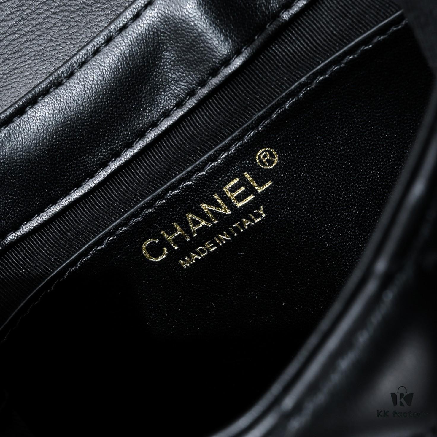 Chanel 24C Retro Large Logo Hobo Shoulder Bag in Black Lambskin