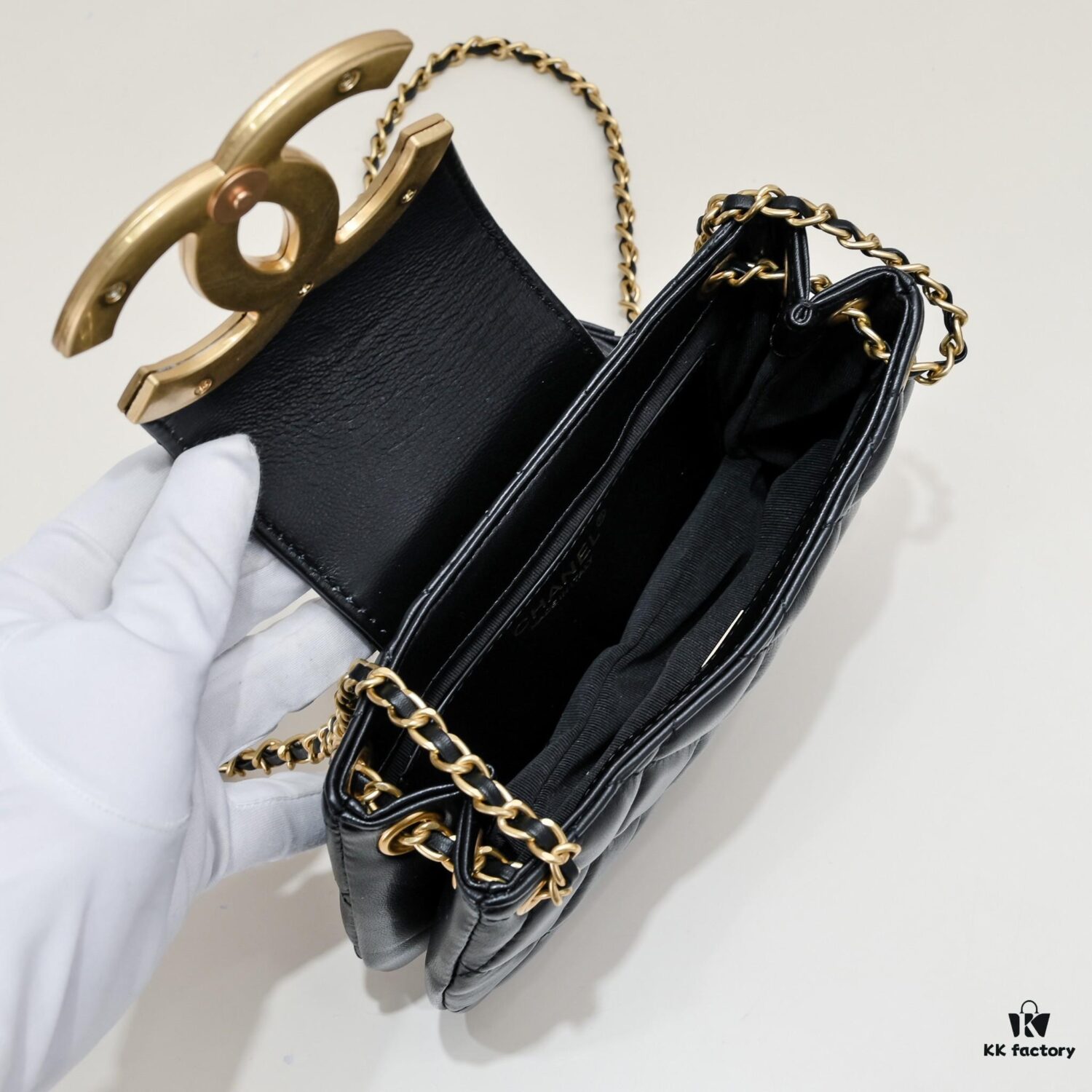 Chanel 24C Retro Large Logo Hobo Shoulder Bag in Black Lambskin