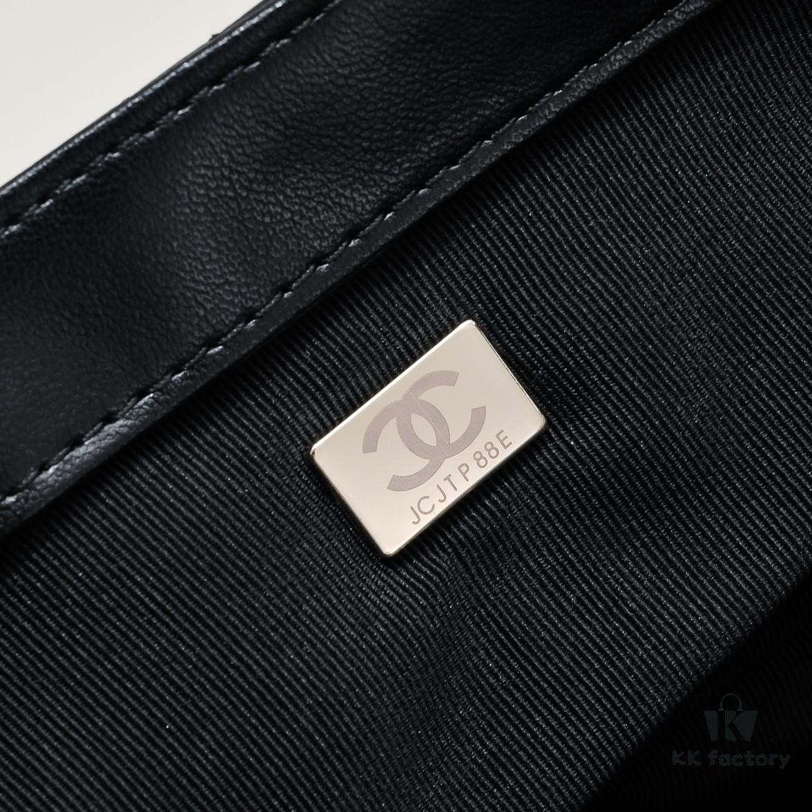 Chanel 24C Retro Large Logo Baguette Mini in Black Lambskin