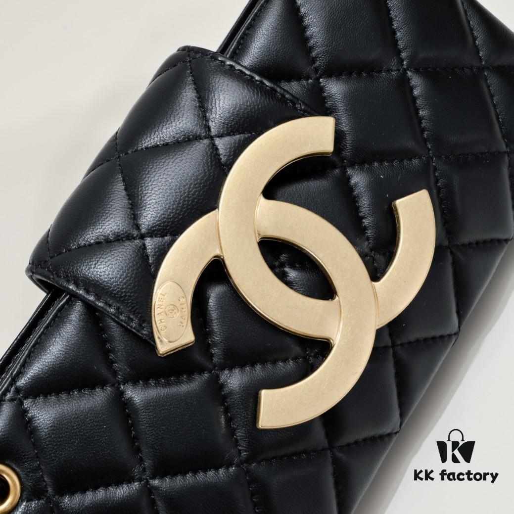 Chanel 24C Retro Large Logo Baguette Mini in Black Lambskin