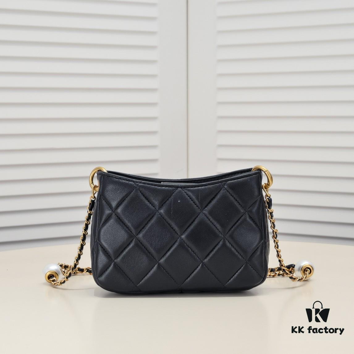 CHANEL 24S Pearl Adjustable Hobo Bag in Soft Lambskin