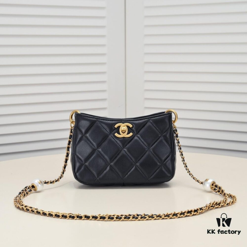 CHANEL 24S Pearl Adjustable Hobo Bag in Soft Lambskin