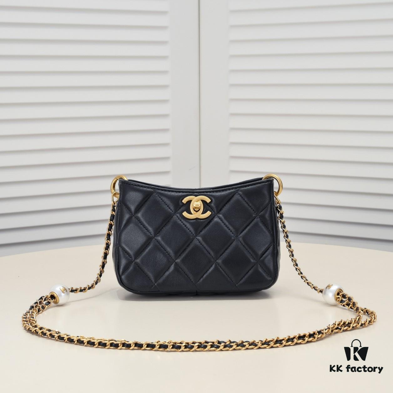 CHANEL 24S Pearl Adjustable Hobo Bag in Soft Lambskin