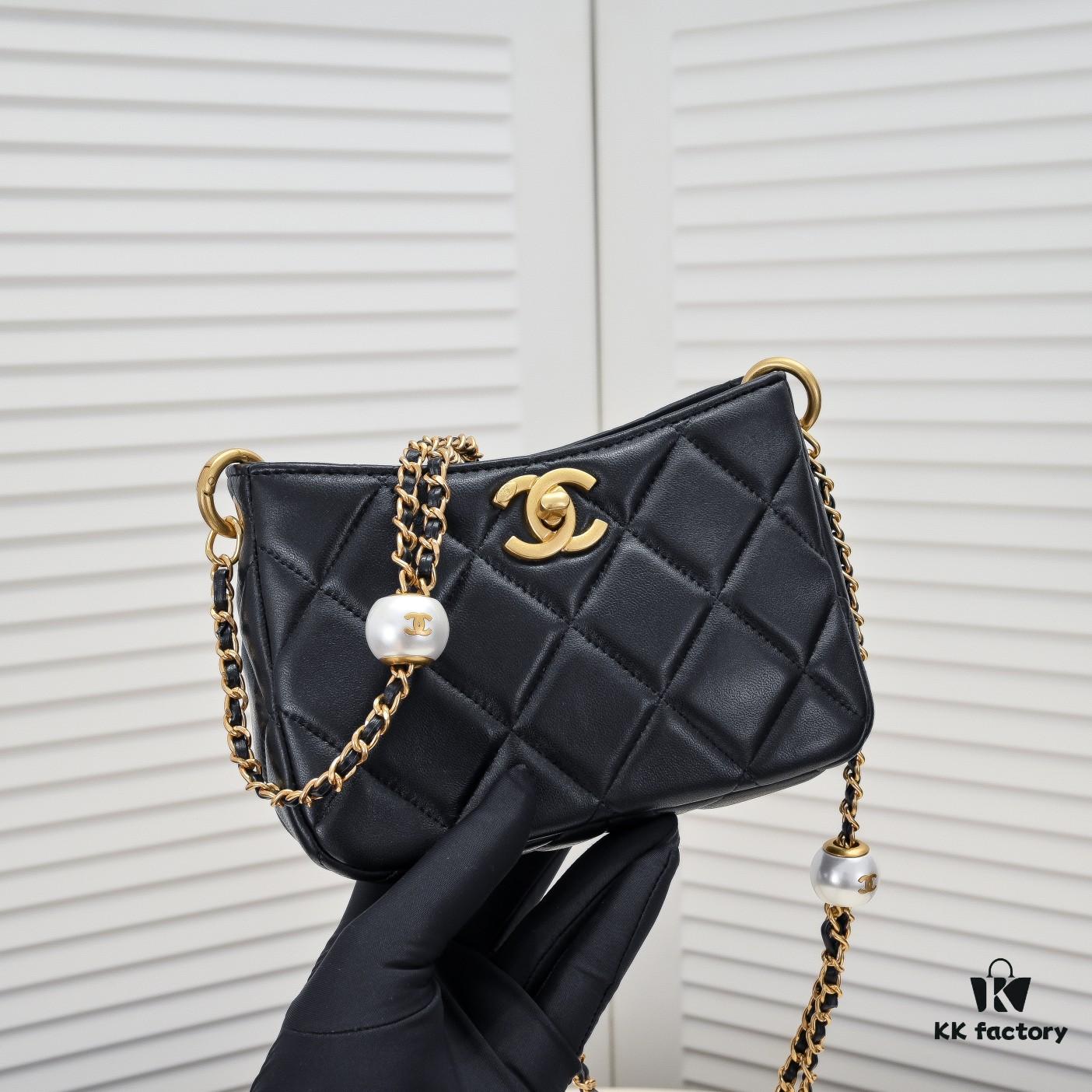 CHANEL 24S Pearl Adjustable Hobo Bag in Soft Lambskin