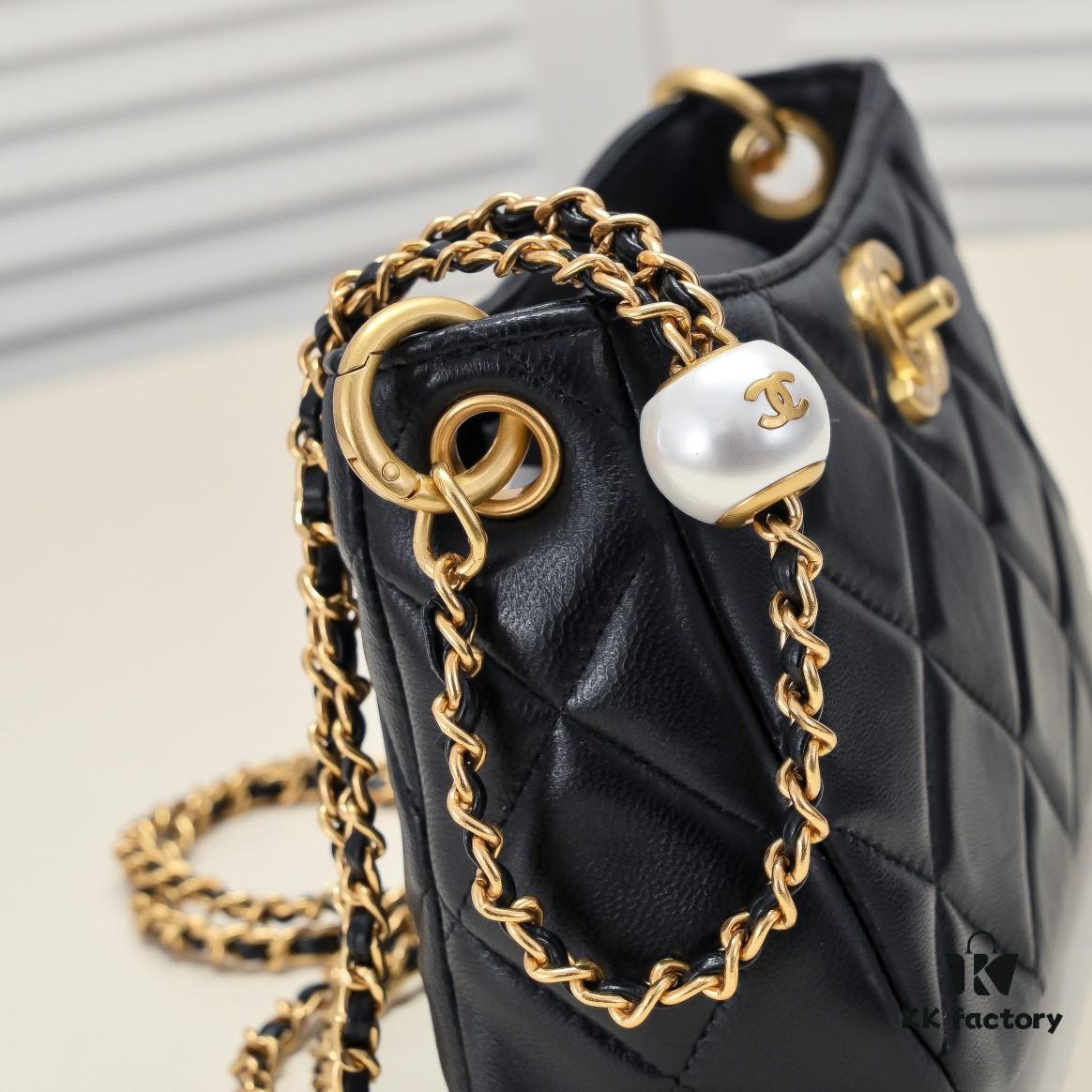 CHANEL 24S Pearl Adjustable Hobo Bag in Soft Lambskin