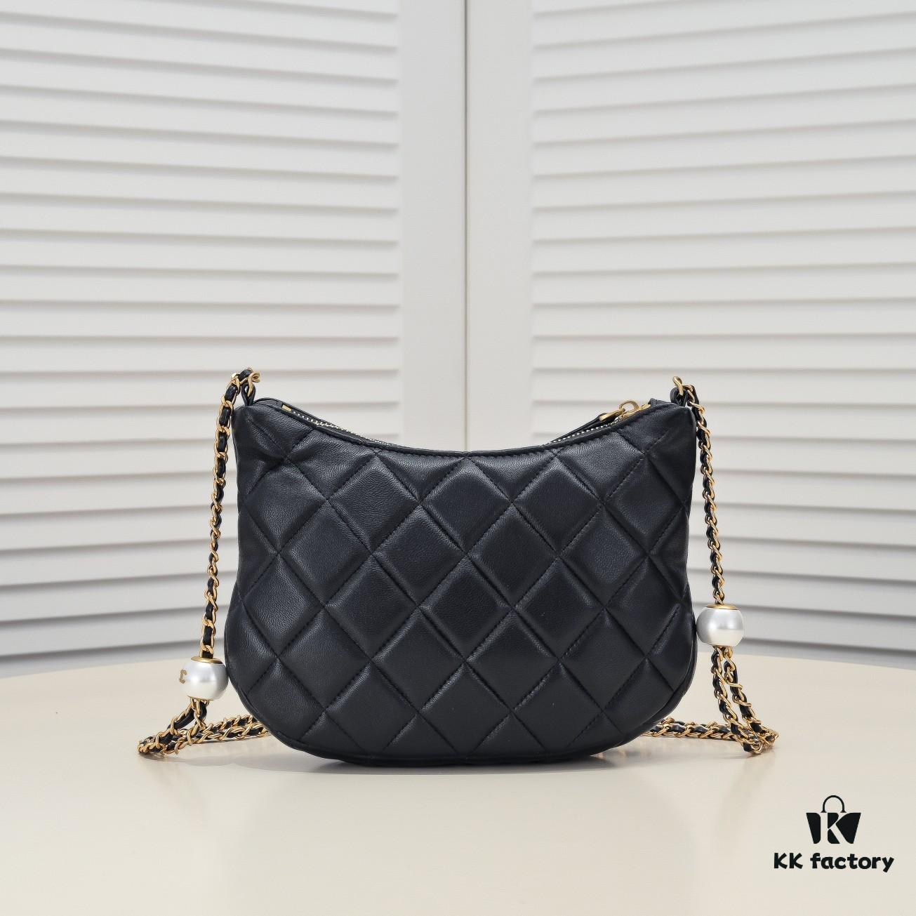 CHANEL 24S Pearl Adjustable Hobo Bag in Soft Lambskin