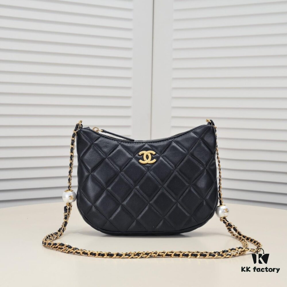 CHANEL 24S Pearl Adjustable Hobo Bag in Soft Lambskin
