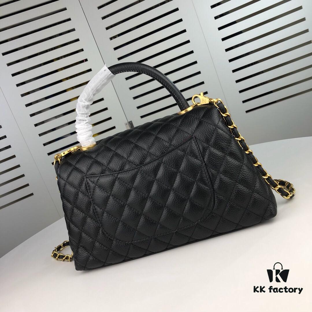 Large Black Chanel Unique Design Flap Bag – Dual Shoulder and Handheld Carry