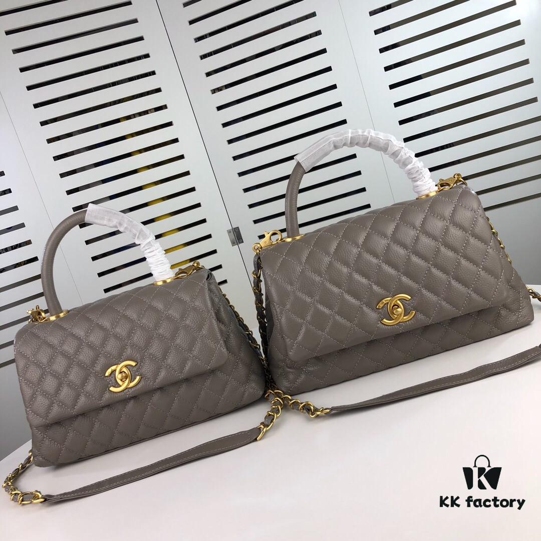 Large Gray Chanel Bag 💥 Unique Design Flap Tote with Detachable Strap, Dual Carry Options
