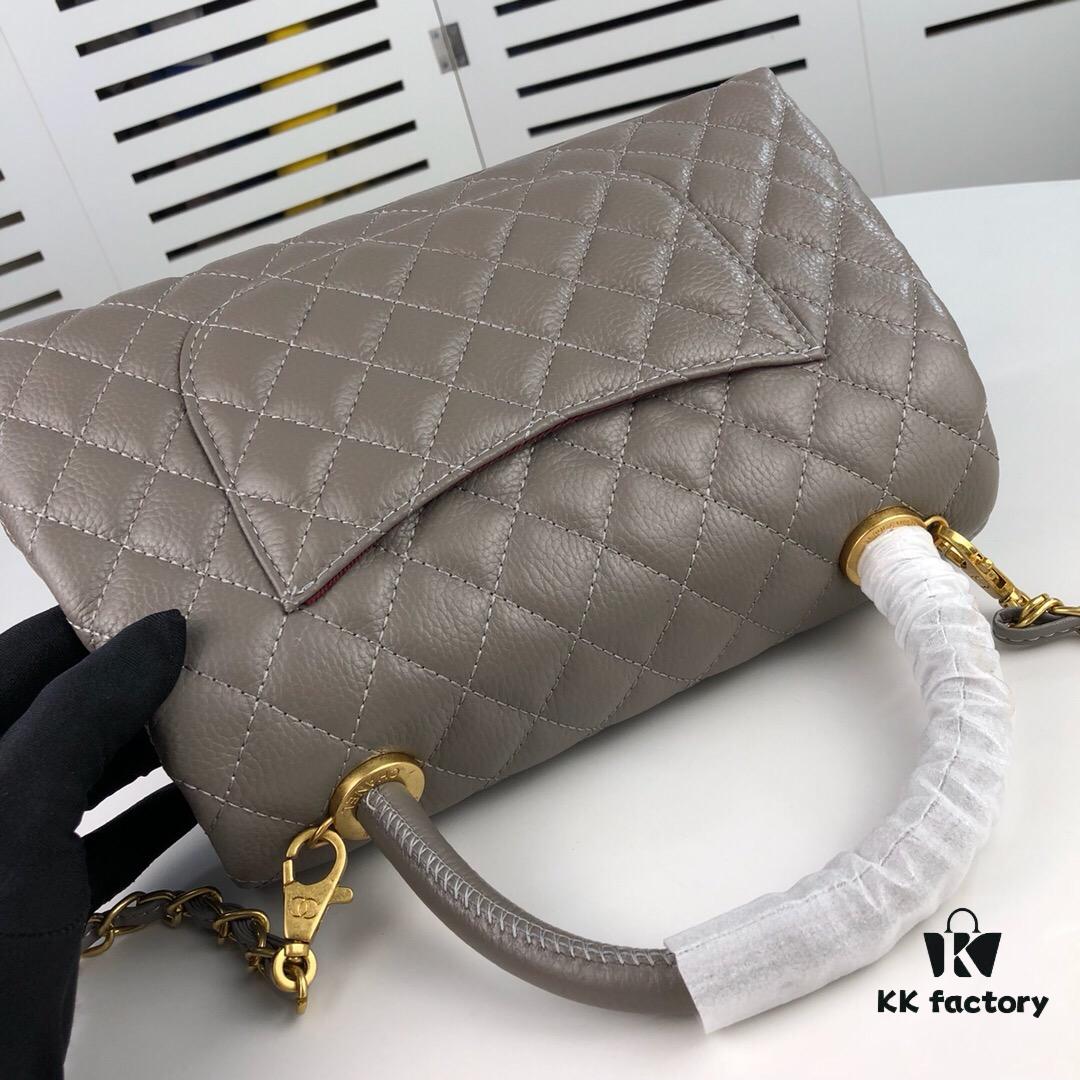 Large Gray Chanel Bag 💥 Unique Design Flap Tote with Detachable Strap, Dual Carry Options