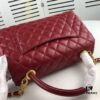 Large Burgundy Chanel-Style Tote Bag with Unique Flap Design, Dual Carry Options (Shoulder & Handheld)