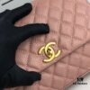 Large Pink Chanel Flap Bag with Unique Design, Dual Carry Tote and Shoulder Bag, Premium Imported Full-Grain Calfskin with Lychee Texture, Upgraded Gold-Tone Hardware