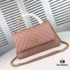 Large Pink Chanel Flap Bag with Unique Design, Dual Carry Tote and Shoulder Bag, Premium Imported Full-Grain Calfskin with Lychee Texture, Upgraded Gold-Tone Hardware