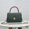 Emerald Green and Red Handcrafted Chanel-Style Shoulder & Handheld Flap Bag