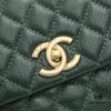 Emerald Green and Red Handcrafted Chanel-Style Shoulder & Handheld Flap Bag