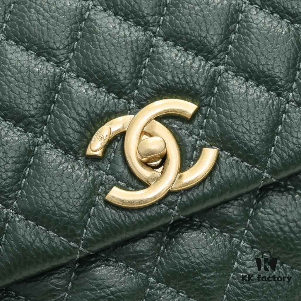 Emerald Green and Red Handcrafted Chanel-Style Shoulder & Handheld Flap Bag